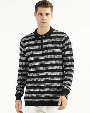 men striped regular fit sweatshirt
