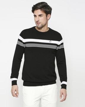 men striped regular fit sweatshirt