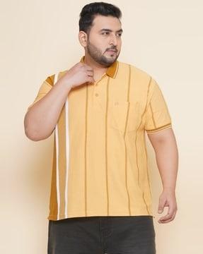 men striped regular fit t-shirt with patch pocket