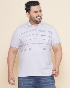 men striped regular fit t-shirt with patch pocket