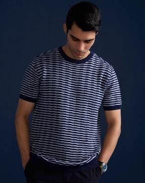men striped regular fit t-shirt with short sleeves