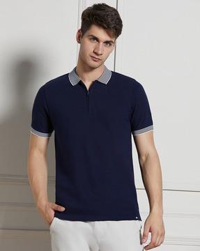 men striped regular polo t-shirt with short sleeves