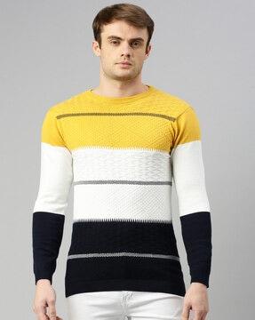 men striped reguler fit crew-neck t-shirt