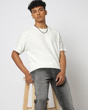 men striped relaxed fit crew-neck t-shirt