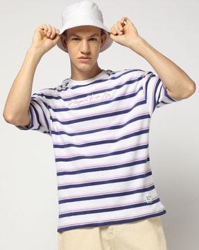 men striped relaxed fit crew-neck t-shirt