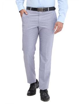 men striped relaxed fit flat-front trousers