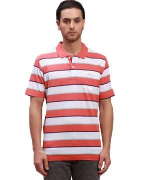 men striped relaxed fit polo t-shirt