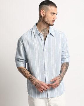 men striped relaxed fit shirt