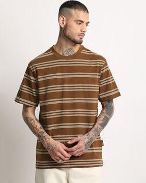 men striped relaxed fit t-shirt with crew neck