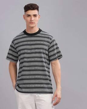 men striped relaxed fit t-shirt with short sleeves