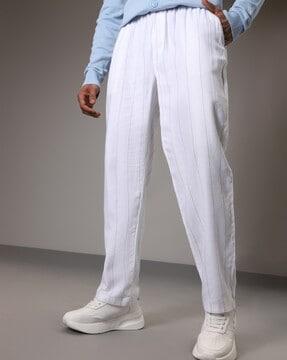 men striped relaxed fit trousers