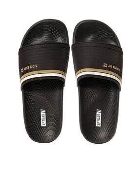 men striped round-toe slides