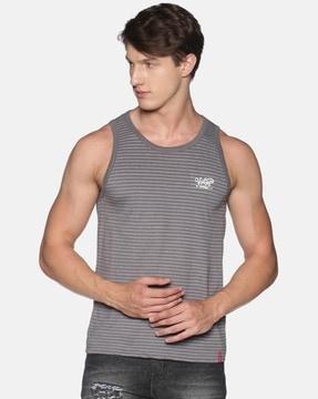 men striped sleeveless vest