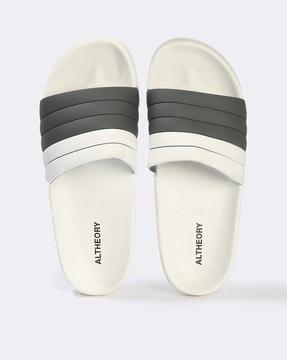 men striped slides