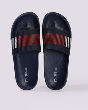 men striped slides