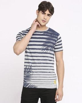 men striped slim fit crew-neck t-shirt