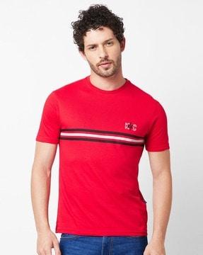 men striped slim fit crew-neck t-shirt