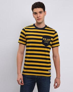 men striped slim fit crew-neck t-shirt