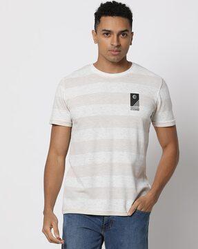 men striped slim fit crew-neck t-shirt