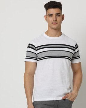 men striped slim fit crew-neck t-shirt