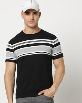 men striped slim fit crew-neck t-shirt