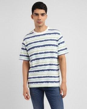 men striped slim fit crew-neck t-shirt