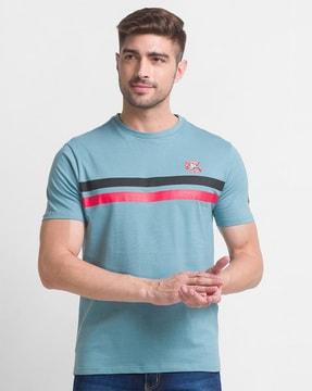 men striped slim fit crew-neck t-shirt