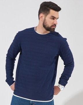 men striped slim fit crew-neck t-shirt