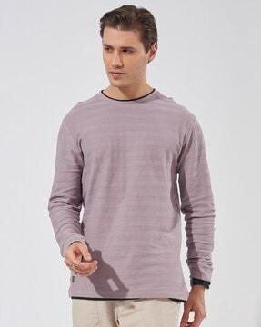 men striped slim fit crew-neck t-shirt