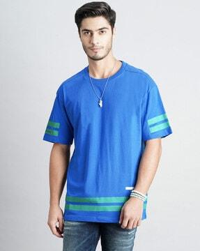 men striped slim fit crew-neck t-shirt