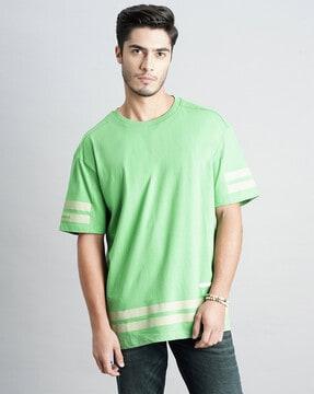 men striped slim fit crew-neck t-shirt