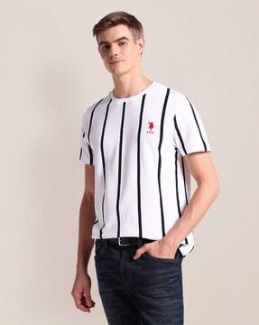 men striped slim fit crew-neck t-shirt