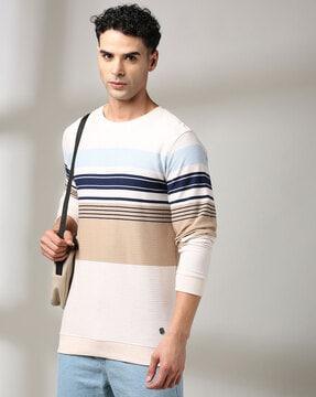 men striped slim fit crew-neck t-shirt