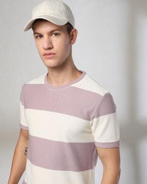 men striped slim fit crew-neck t-shirt