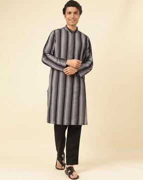 men striped slim fit long kurta