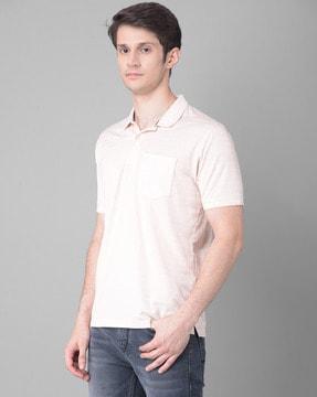 men striped slim fit polo t-shirt with patch pocket