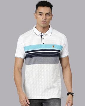 men striped slim fit polo t-shirt with short sleeves