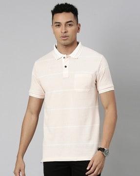 men striped slim fit polo t-shirt with short sleeves