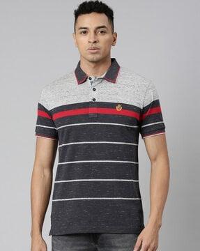 men striped slim fit polo t-shirt with short sleeves