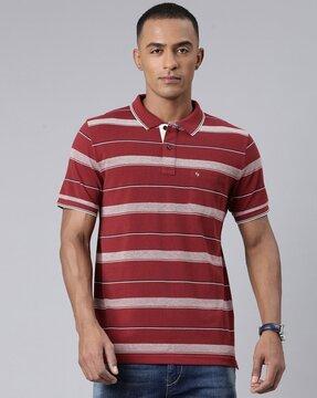 men striped slim fit polo t-shirt with short sleeves