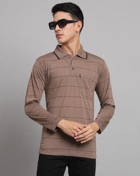 men striped slim fit polo t-shirt