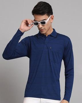 men striped slim fit polo t-shirt