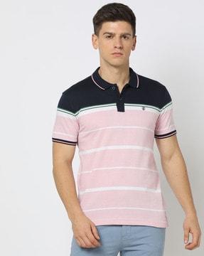 men striped slim fit polo t-shirt