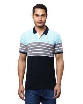 men striped slim fit polo t-shirt