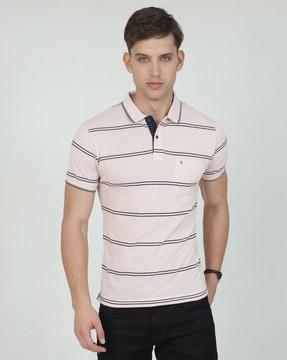 men striped slim fit polo t-shirt