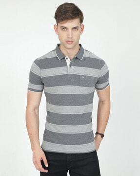 men striped slim fit polo t-shirt