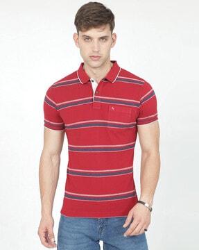 men striped slim fit polo t-shirt