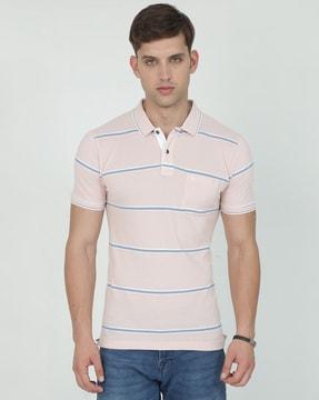 men striped slim fit polo t-shirt