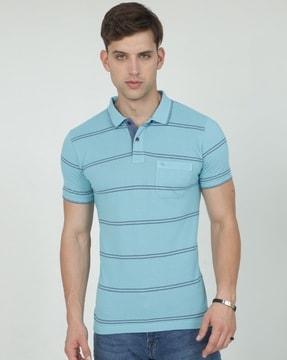 men striped slim fit polo t-shirt