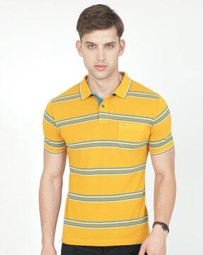 men striped slim fit polo t-shirt